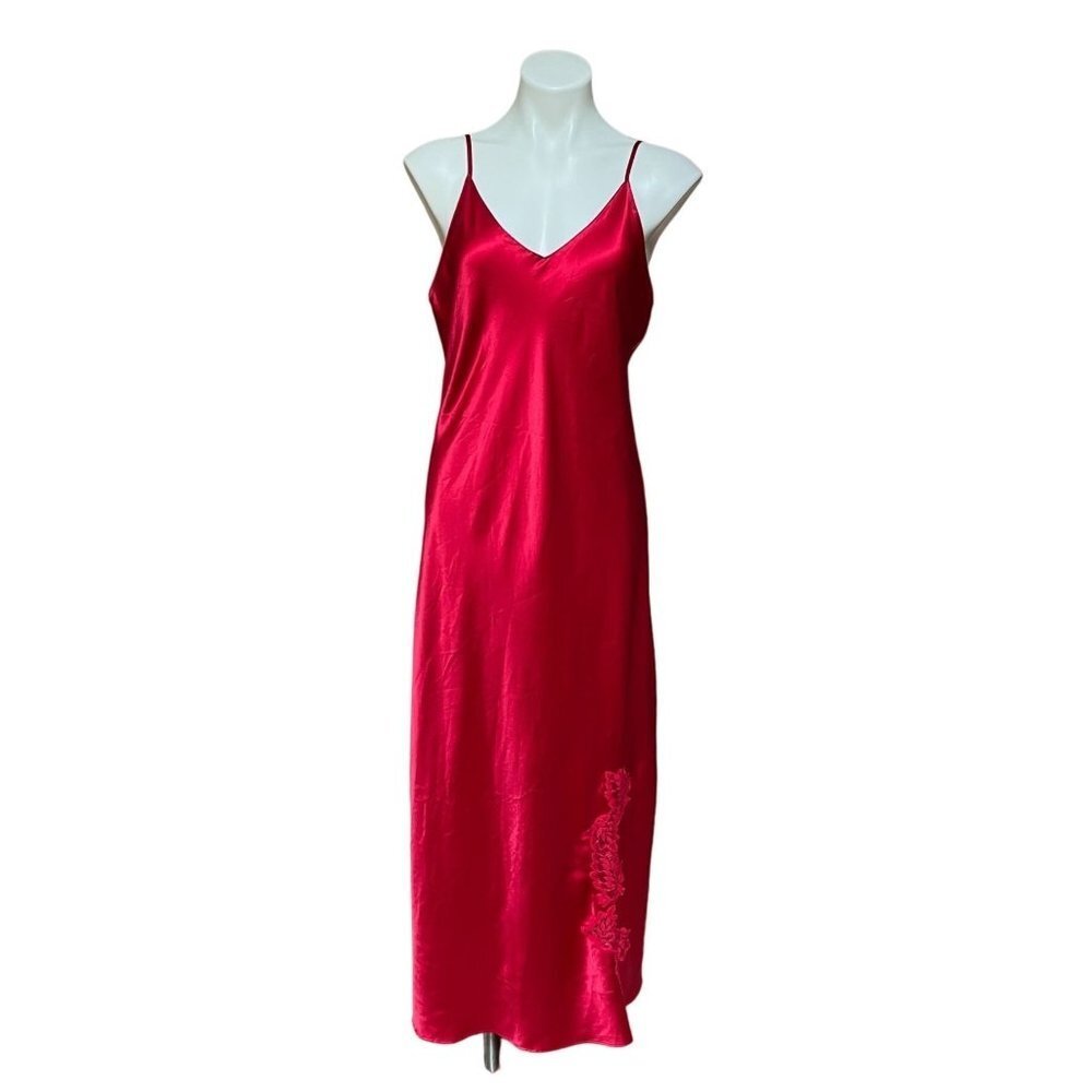 Cabernet Lingerie Red Satin Maxi Slip Dress Large